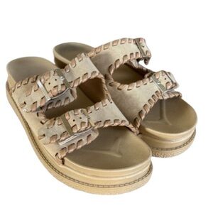 Tan Double Buckle Sandals